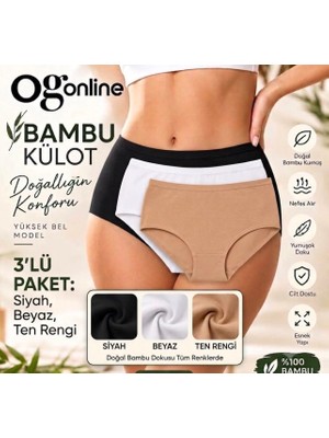 ogonline Donamor 3'lü Donamor Yüksel Bel Bombu Kadın Külot