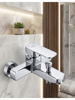 Osella Krom Kare Lüks Banyo Bataryası 100% Pirinç Gövde Şık Tasarım