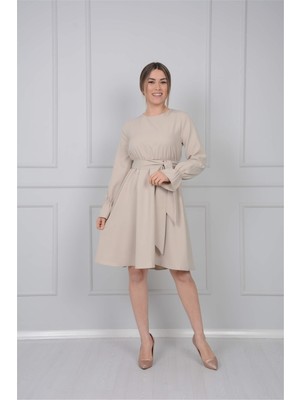 Giyimmasalı Crep Kumaş Bel Lastik Elbise - VIZON-GYM-0872