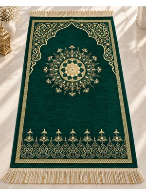 Bilenler Kadife Astarlı Seccade Mihrap Yıldızı Desenli 70X115 cm Yumuşak Dokulu Lüks Namazlık ve Hediyelik Seccade
