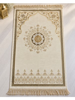 Bilenler Kadife Astarlı Seccade Mihrap Yıldızı Desenli 70X115 cm Yumuşak Dokulu Lüks Namazlık ve Hediyelik Seccade
