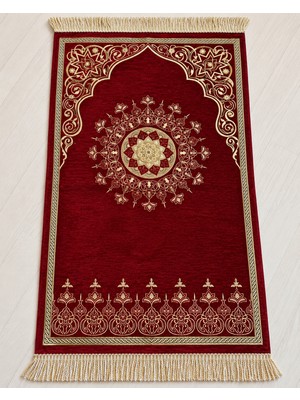 Bilenler Kadife Astarlı Seccade Mihrap Yıldızı Desenli 70X115 cm Yumuşak Dokulu Lüks Namazlık ve Hediyelik Seccade