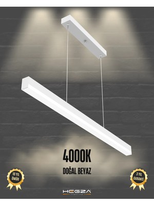 Hegza Lighting Magro 100CM (Beyaz Kasa, Günışığı) - Ledli Sarkıt Lineer Modern LED Avize, Salon, Mutfak, Masa Üstü Avize