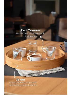Bambum Yuvarlak Tepsi Servis Tepsisi 35CM
