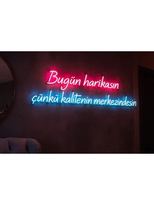 St. Morritz Bugün Harikasın Çünkü Kalitenin Merkezindesin Yazılı Neon LED Tabela - Güzellik Merkezi