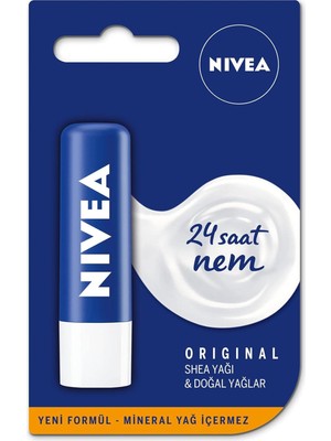 Original Care Dudak Bakım Kremi (4,8 Gr), 24 Saat Nem, Shea Yağı ve Doğal Yağlar, Gün Boyu Yum