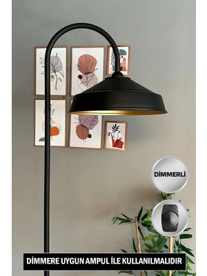 St. Morritz Dimmerli Siyah Lambader Modern Dekoratif Metal Oturma Odası Çalışma Odası Zemin Lambası