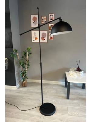 St. Morritz Siyah Lambader Modern Dekoratif Metal Oturma Odası Çalışma Odası Zemin Lambası