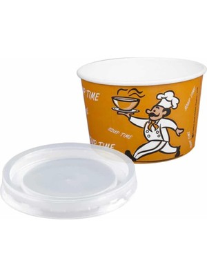 Yücecup Kraft Kağıt Şeffaf Kapaklı Çorba Kasesi - 16 Oz - 480 Ml. - 50 Adet/kase + Kapak