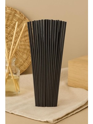 30 Adet Siyah Oda Kokusu Çubuğu Fiber Yumuşak Doğal Bambu Oda Kokusu Yedek Çubuk 24 cm