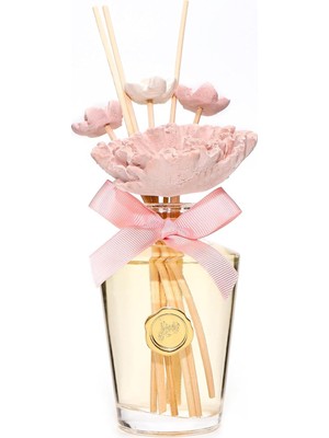 Missi 130 ml Pembe Çiçek Seramik Taş Bambu Çubuklu Garden Rose-Pudra Oda Kokusu