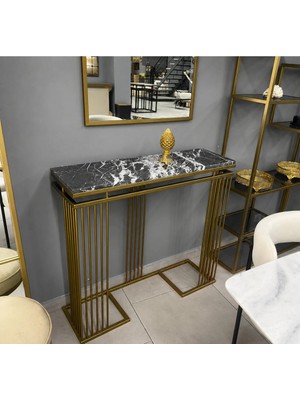 Modern Mermer Dresuar Gold Metal Ayak Konsol Masası