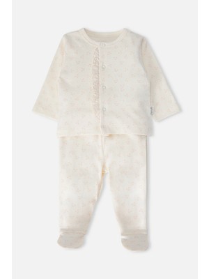 Bebetto Interlok Patikli Pijama Takımı 2li (Cute Gırl) Ekru