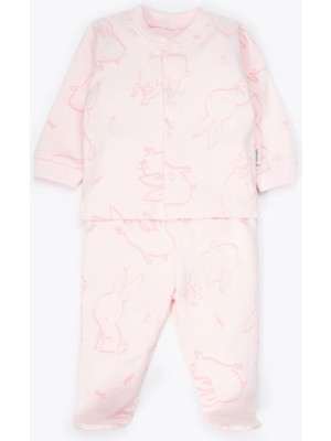 Bebetto Interlok Patikli Pijama Takımı 2li (Rabbıt And Carrots) Pembe
