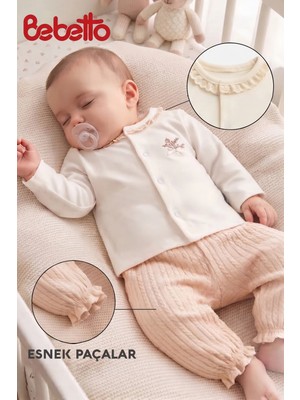 Bebetto Ribana Patiksiz Pijama Takımı 2li (Bouquet) Bej