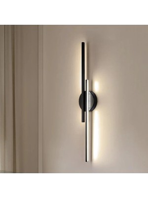 St. Morritz Modern Aplik Çift Yönlü Çubuk LED Siyah Beyaz Işık Lineer Avize Armatür 50 cm