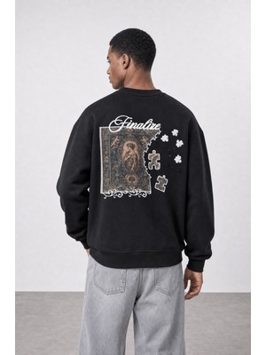 Respire Erkek Finalize Patch Detaylı Oversize Sweatshirt Siyah