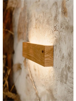 St. Morritz Butonlu Şerit LED Dekoratif Ahşap Halatlı Rustik Duvar Yatak Başı Model LED Aplik 38 cm