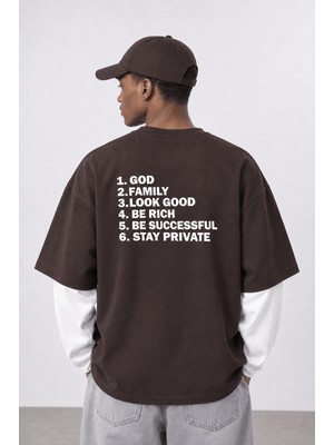 Respire Erkek Double Sleeve Oversize Sweatshirt Kahve