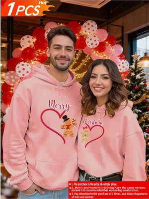 Mondschein Sevgili Kombini Hoodie Merry Christmas Baskılı Çift Kapüşonlu Sweatshirt Unisex 3 Iplik