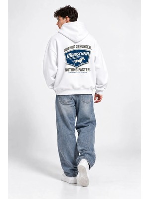 Mondschein Unisex Kadın Erkek Nothing Stronger Tasarım Yazı Baskılı Oversize 3 Iplik Kapüşonlu Sweatshirt