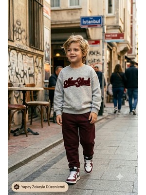 My Kids Wear Erkek Çocuk Bisiklet Yaka Sweatshirt ve Pantolon 2'li Takım 12947