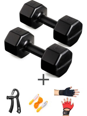 St. Morritz Ps Spor 2 kg Dambıl Set(2kg 2 Adet Dambıl) +Body Eldiven Sayaçlı Ayarlanabilir El Yayı ve Atlama Ipi