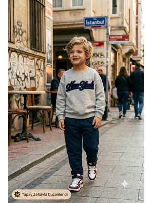 My Kids Wear Erkek Çocuk Bisiklet Yaka Sweatshirt ve Pantolon 2'li Takım 12948