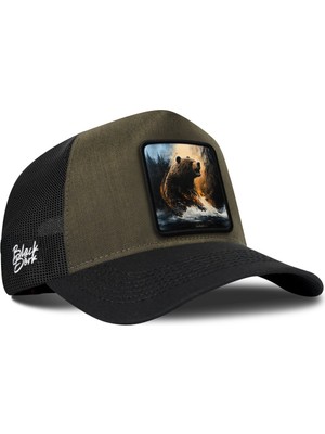 BlackBörk Ayı Logolu Cordura Siyah-Haki Trucker Şapka