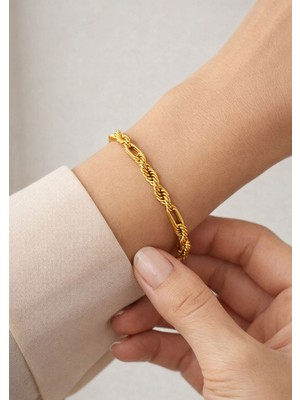 Bilezikci Modern Burmalı Halat Altın Bileklik 5mm.