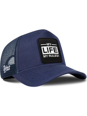 BlackBörk My Life My Rules Logolu Cordura Lacivert Trucker Şapka