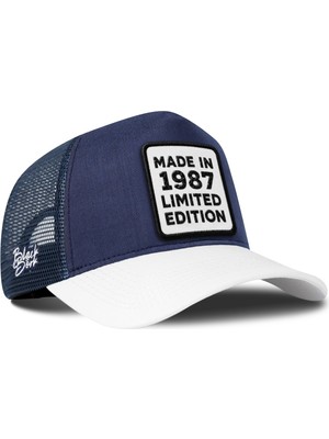 BlackBörk Made In 1987 Limited Edition Logolu Cordura Beyaz-Lacivert Trucker Şapka