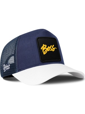 BlackBörk Patron Logolu Cordura Beyaz-Lacivert Trucker Şapka