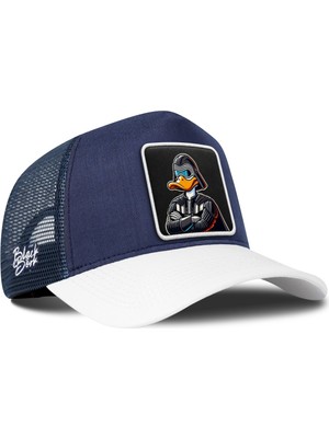BlackBörk Duckside Logolu  Cordura Beyaz-Lacivert Trucker Şapka