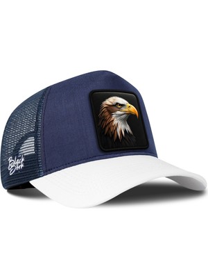 BlackBörk Kartal Logolu Cordura Beyaz-Lacivert Trucker Şapka