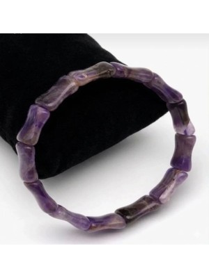 Cybela Doğal Ametist Taşı Özel Kesim (Roleks Kesim)Kadın Erkek Doğal Taş Bileklik 10X16 mm