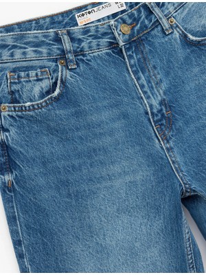 Koton Straight Fit Indigo Kadın Jean Pantolon 7WAL40046MD