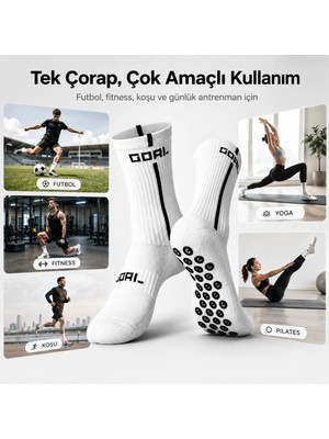 Kaydırmaz 3'lü Futbol Çorabı Beyaz | Bilek Destekli, Denge ve Tutuş Sunan Spor Çorabı