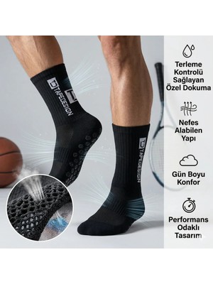 Çoraplar Burada Erkek Kaydırmaz Futbol Basketbol Tenis Spor Çorap | Siyah Kaymaz Tabanlı Dikişsiz Parfümlü
