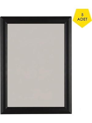 A4 Alüminyum Çerçeve Seti (5'li Paket) 25 mm Gönye Köşeli, Önden Açılır Mekanizma, Anti-Gl