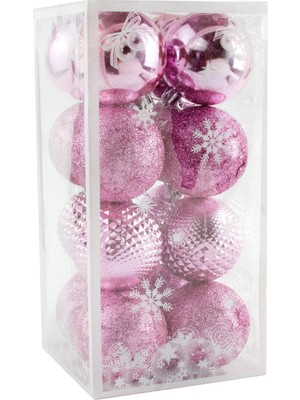 Zero Land Myceshop 16 Adet Lüks Pembe Renkli Cici Top Yılbaşı Ağaç Süsü
