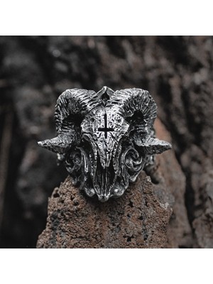 NorthShore Ayarlanabilir Baphomet Gotik Skull & Cross Çelik Yüzük Erkekler İçin Şık Tasarım