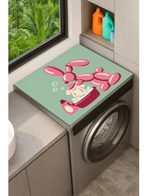 Valerine Life Çamaşır Kurutma Makinesi Üstü Düzenleyici Matı Sıvı Geçirmez Örtü Balon Tavşan