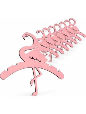 Doalino Bebek ve Çocuk Elbise Askısı 8'li Set Ahşap Pembe Flamingo