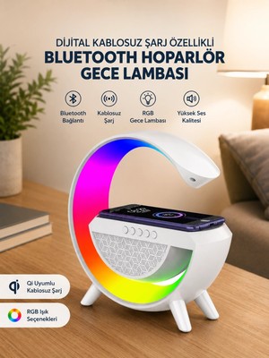 Genel Tedarik Google Dijital Kablosuz Şarj Özellikli Bluetooth Hoparlör Gece Lambası