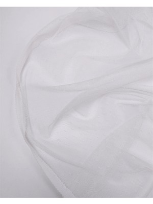 Kumaş Parça Beyaz Minik Desenli Ince Esnek Tül Kumaş Elbiselik & Bluzluk 180X240CM