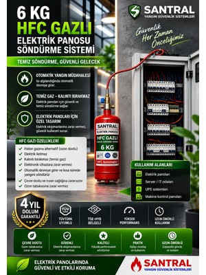 Santral Yangın Santral 6 kg HFC Gazlı Otomatik Elektrik Pano İçi Söndürme Sistemi 4 Yıl Güvenceli Askı Aparatı Hediye ile Yüksek Performans