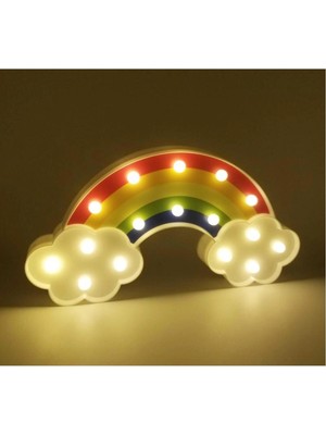 Pileli Store Rengarenk Gökkuşağı Bulut LED Işıklı Gece Lambası