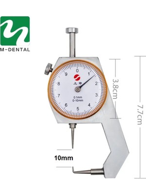 St. Morritz Kadranlı Sert Malzeme Kalınlık Ölçer Kumpas Gümüş Metal Saç Diş Ölçüm Kompratör Micrometre 10MM
