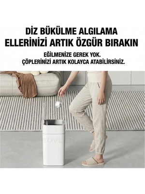 Store Otomatik Hareket Sensörlü Çöp Kovası, Banyo Çöp Kovası, Çocuk Odası Çöp Sepeti, Çöp Kutusu, (2 Adet 1.5 V Aa Pil, Piller Pakete Dahil Değildir) 12 Litre - 23.5X17.5X31.8 cm